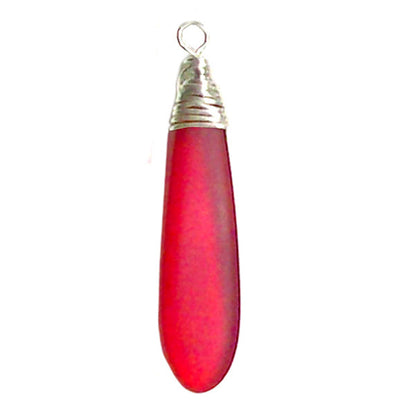 Artisan silver cultured SEA GLASS wire-wrapped sterling multi-colors Dagger 37x10mm U PICK pendant OR w/chain necklace